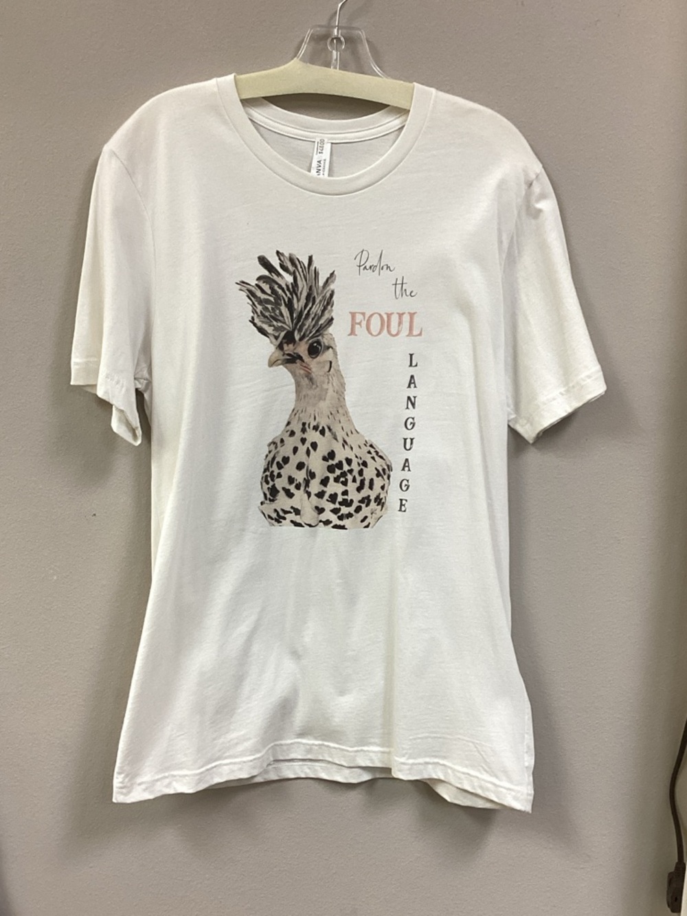 Bella Canvas White Graphic Tee with Black Bird Sketch
